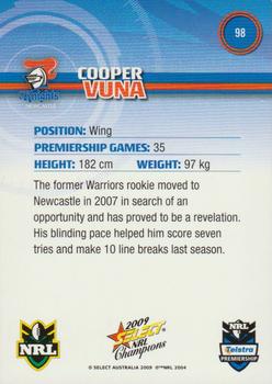 2009 Select NRL Champions #98 Cooper Vuna Back